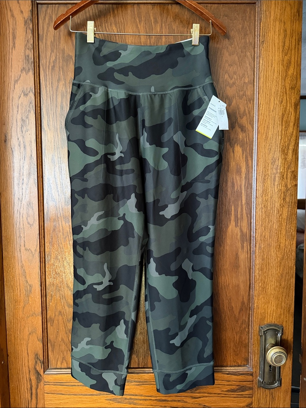 Old Navy Green and Black Camo High-Waist Track Pants